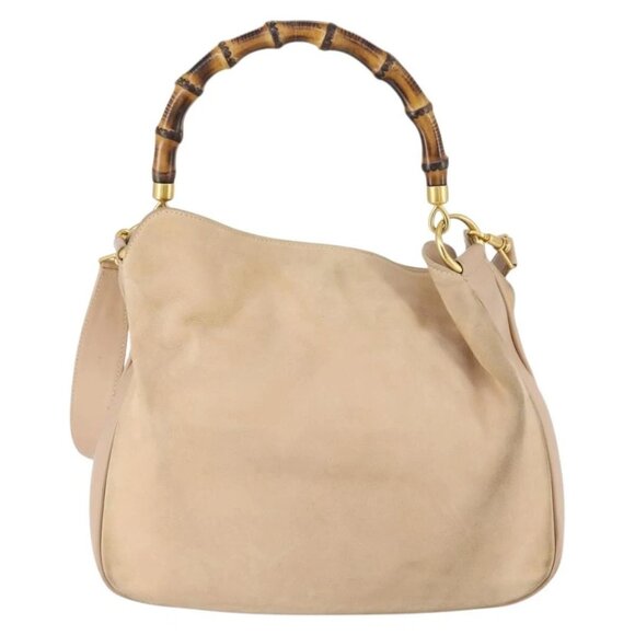 GUCCI Bamboo Hand Bag Leather 2way Beige Gold - Picture 3 of 16